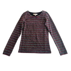 Boden Colorful Metallic Sparkle Rainbow Striped Women's Top